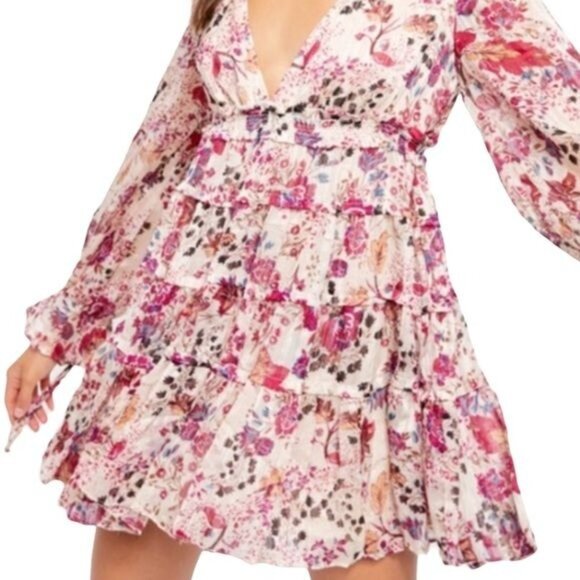 Free People Closer To The Heart Mini Dress in Pink Floral Size Small NWOT - Picture 3 of 14